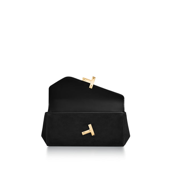 Tiffany T:Clutch in Black Suede