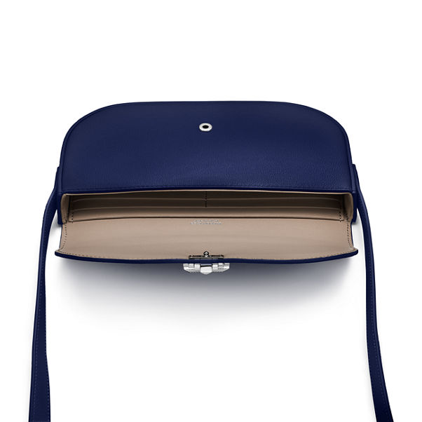 Tiffany T:Deco Crossbody Wallet in Sapphire Blue Calf Leather