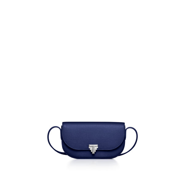 Tiffany T:Deco Crossbody Wallet in Sapphire Blue Calf Leather