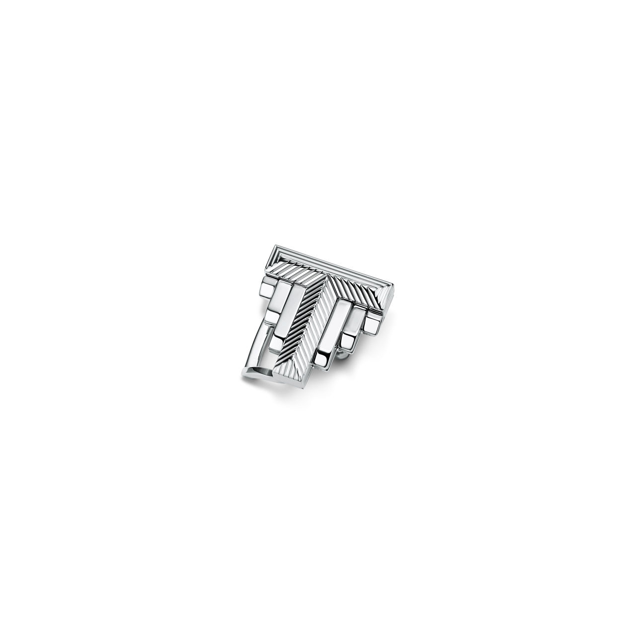 Deco Belt Buckle in Palladium-plated Brass, 20 mm Wide