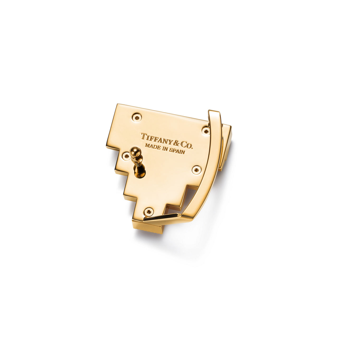 Deco Belt Buckle in Gold-plated Brass, 35 mm Wide