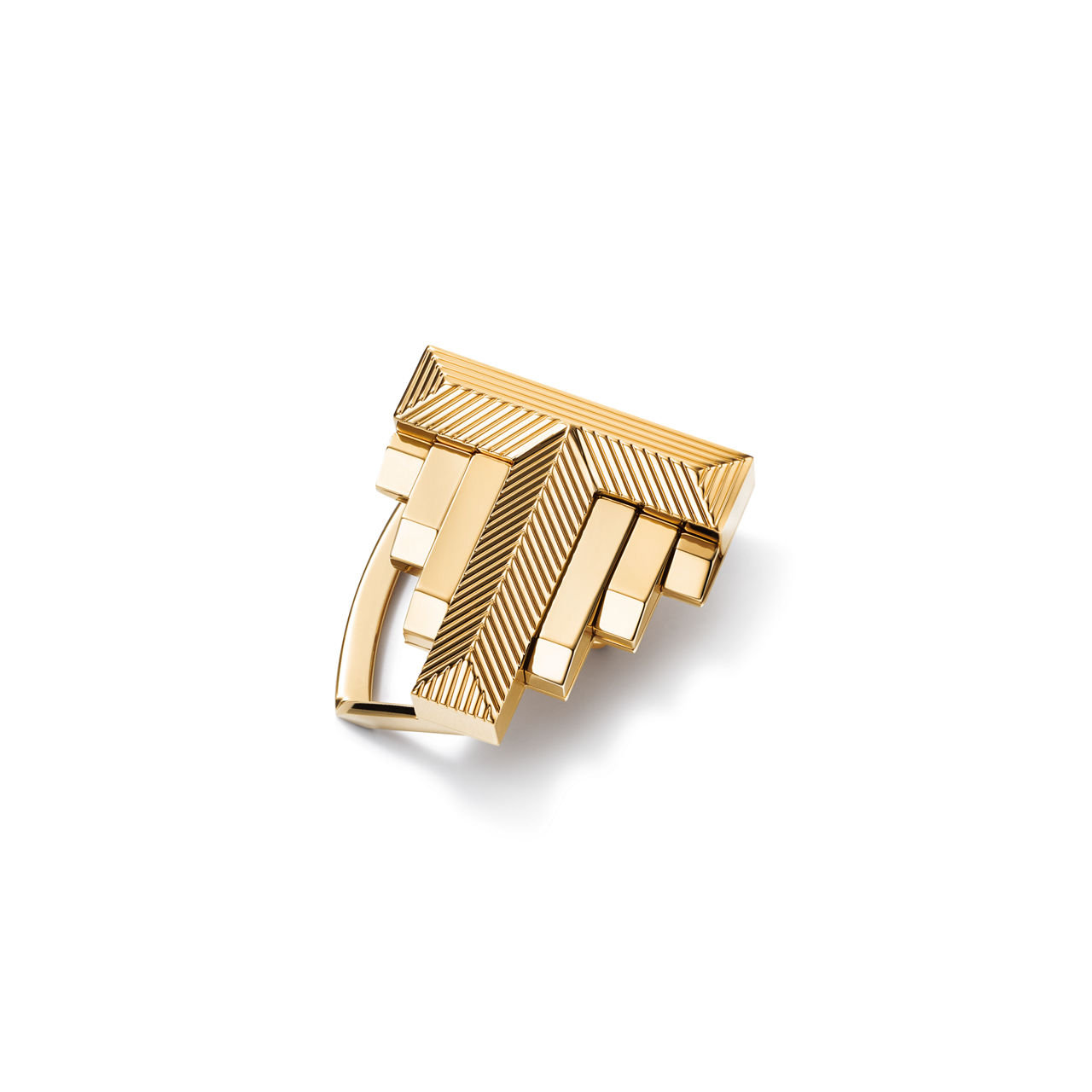 Deco Belt Buckle in Gold-plated Brass, 35 mm Wide
