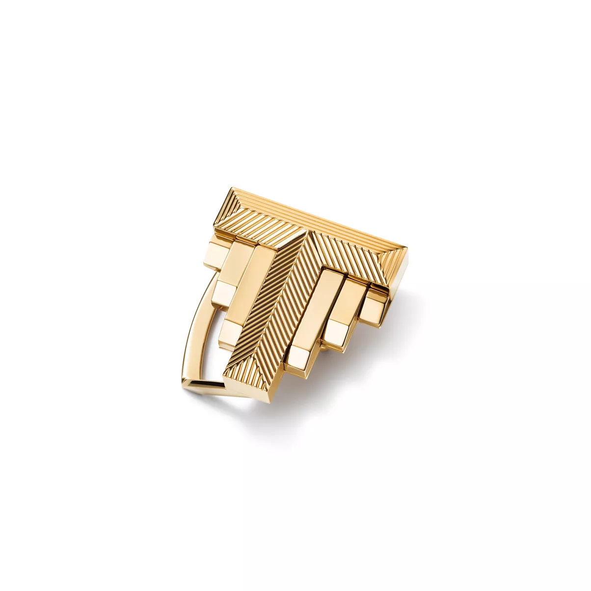 Deco Belt Buckle in Gold-plated Brass, 35 mm Wide