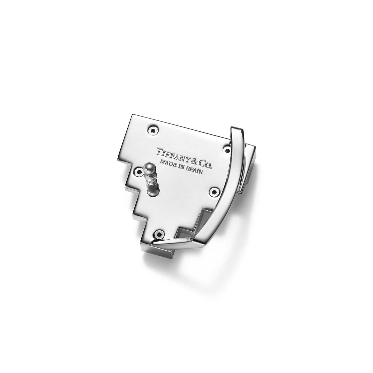 Deco Belt Buckle in Palladium-plated Brass, 35 mm Wide