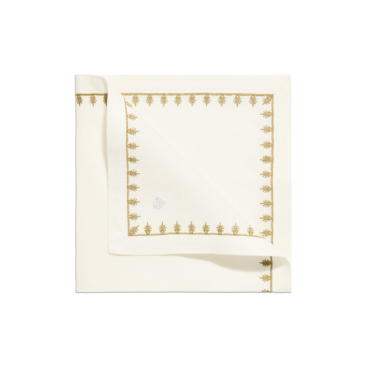 Serviette aus besticktem weißem Leinen