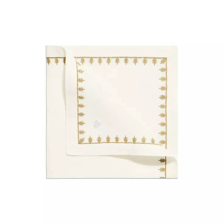 Tiffany Crest:Napkin in Embroidered White Linen, 1