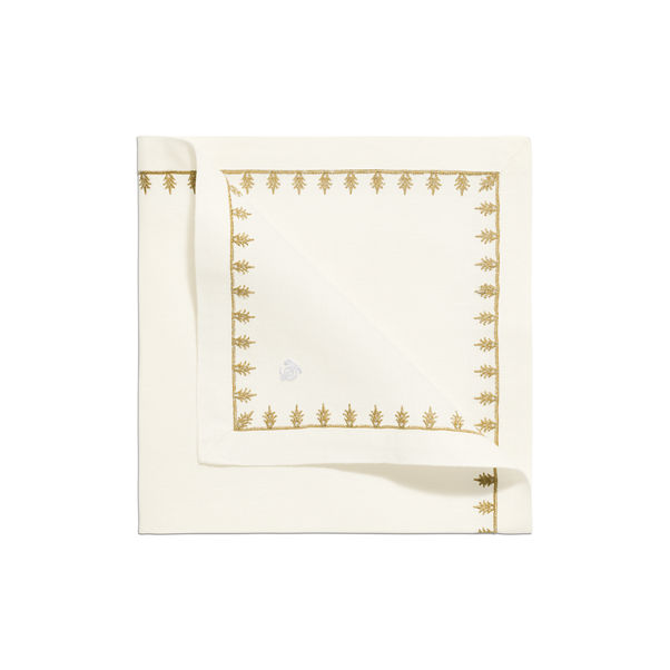 Tiffany Crest:Napkin in Embroidered White Linen