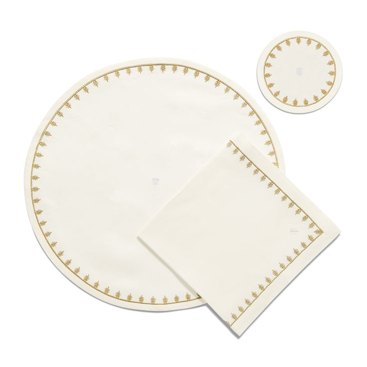 Tiffany Crest:Napkin in Embroidered White Linen image number 2