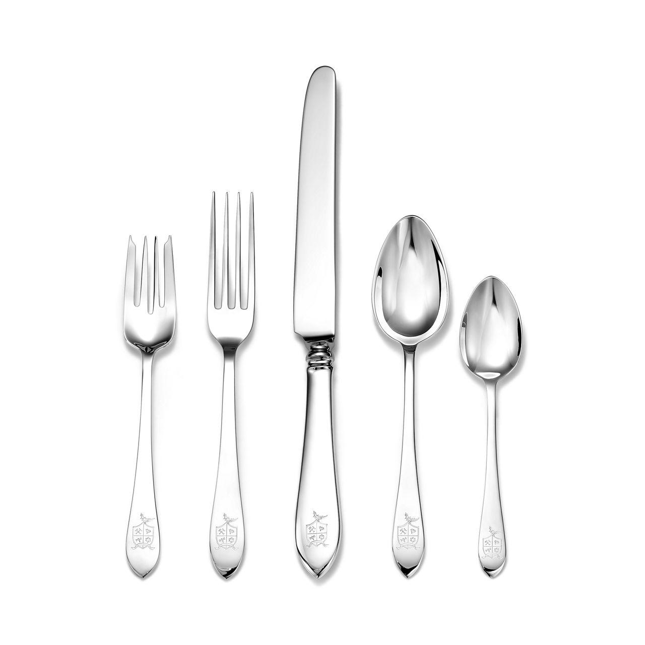 Tiffany Crest:Five-piece Flatware Set in Sterling Silver image number 0