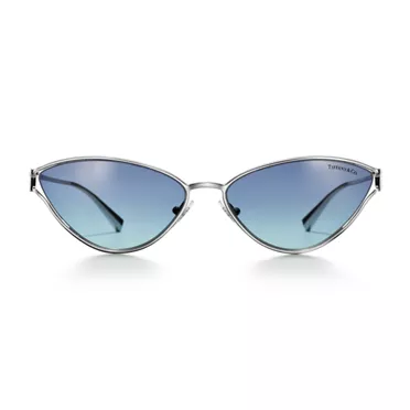 Tiffany T:Sonnenbrille aus silberfarbenem Metall mit Gläsern mit Farbverlauf in Tiffany Blue®, 2