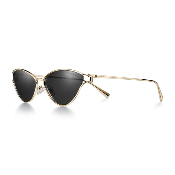 Tiffany T:Sunglasses in Pale Gold-colored Metal with Dark Gray Lenses