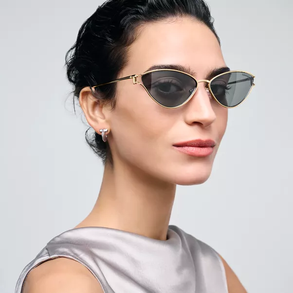 Solaires en métal doré pâle et verres gris foncé