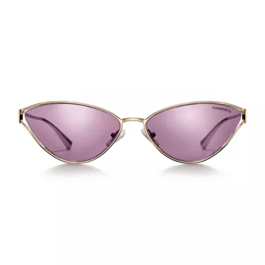 Tiffany T:Sunglasses in Pale Gold-colored Metal with Violet Mirrored Lenses, 2