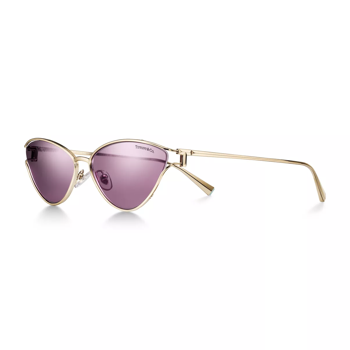 Sunglasses in Pale Gold-colored Metal with Violet Mirrored Lenses