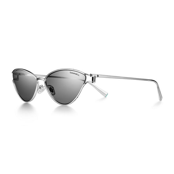 Tiffany T:Sunglasses in Silver-colored Metal with Light Gray Mirrored Lenses