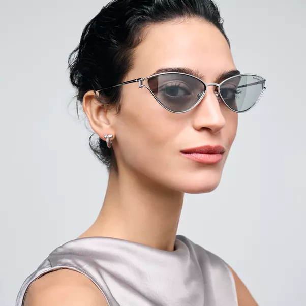 Sunglasses in Silver-colored Metal with Light Gray Mirrored Lenses