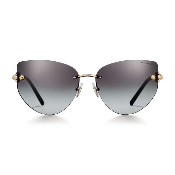 Tiffany HardWear:Sonnenbrille aus blassgoldfarbenem Metall mit Gläsern mit grauem Farbverlauf Bildnummer 2