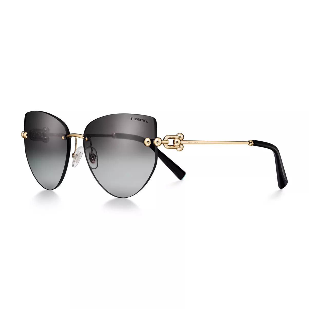 Sunglasses in Pale Gold-colored Metal with Gray Gradient Lenses