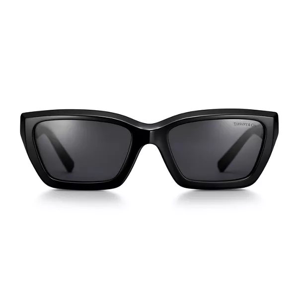 True Sonnenbrille aus schwarzem Acetat mit dunkelgrauen Gläsern