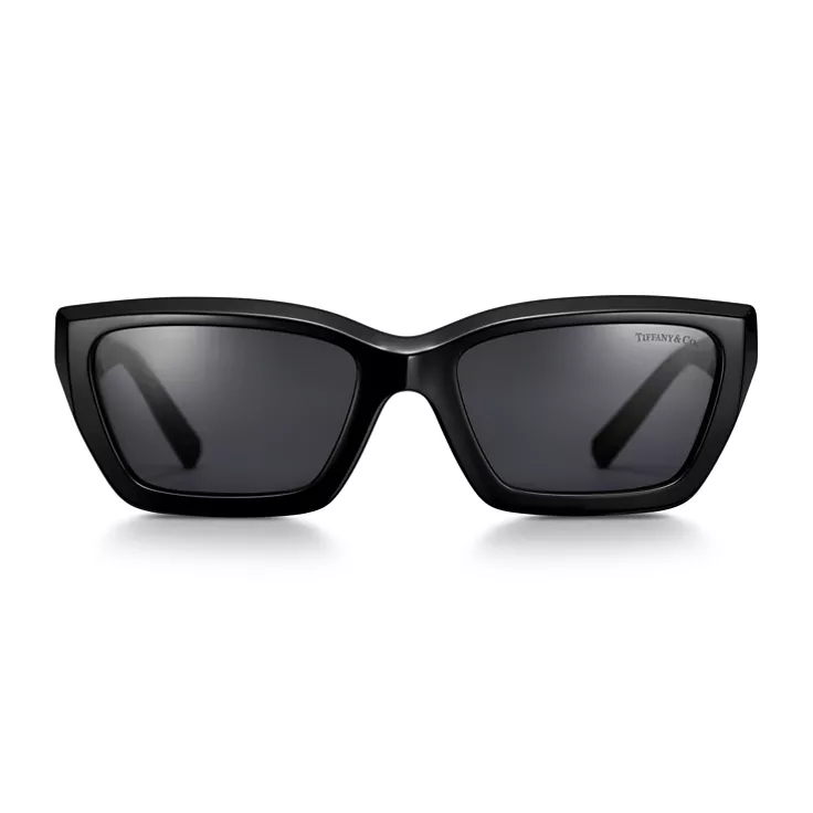 Tiffany T:True Sunglasses in Black Acetate with Dark Gray Lenses, 1