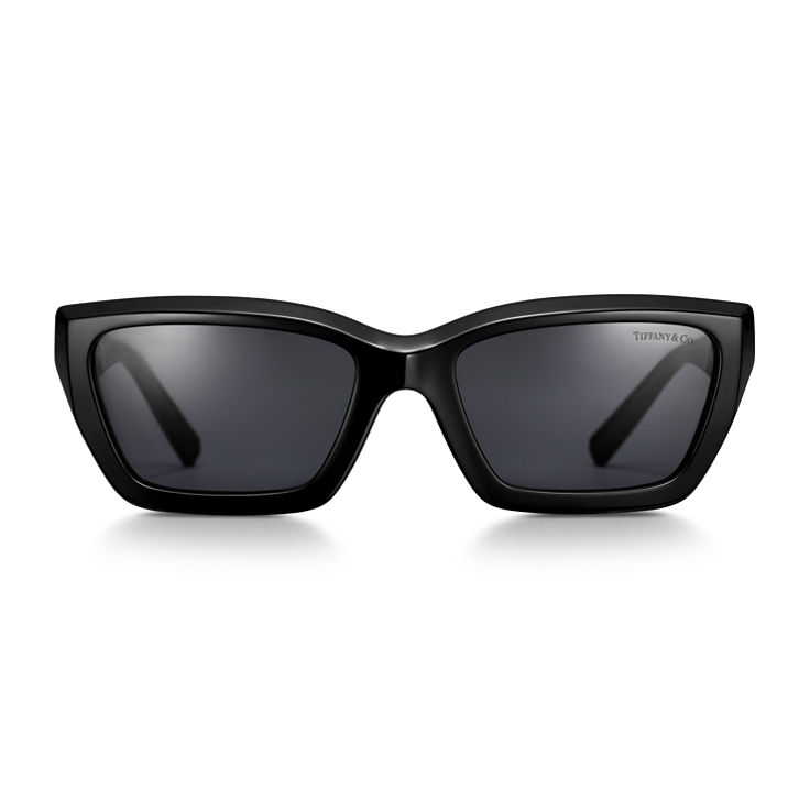 Tiffany T:True Sunglasses in Black Acetate with Dark Grey Lenses image number 1