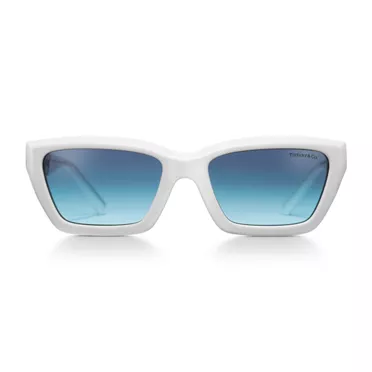 Tiffany T:True Sunglasses in White Acetate with Tiffany Blue® Lenses, 2