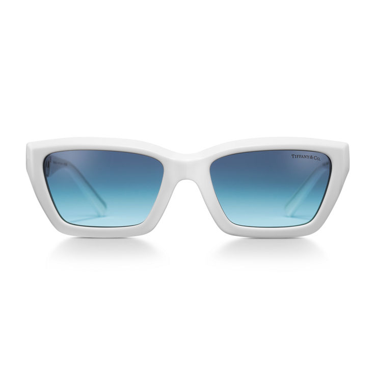 Tiffany T:True Sunglasses in White Acetate with Tiffany Blue® Lenses image number 2