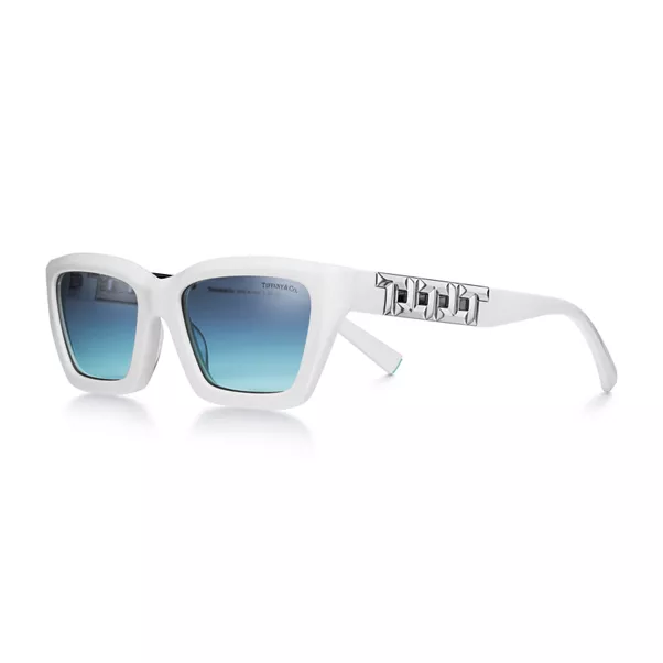 True Sunglasses in White Acetate with Tiffany Blue® Lenses