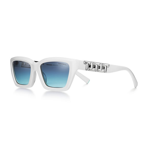 Tiffany T:True Sunglasses in White Acetate with Tiffany Blue® Lenses