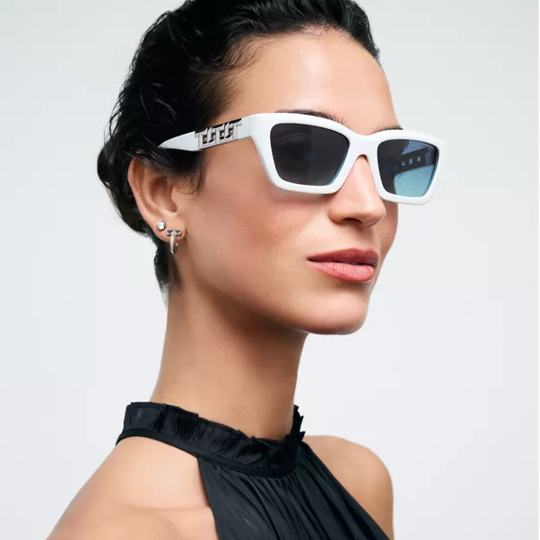 True Sunglasses in White Acetate with Tiffany Blue® Lenses