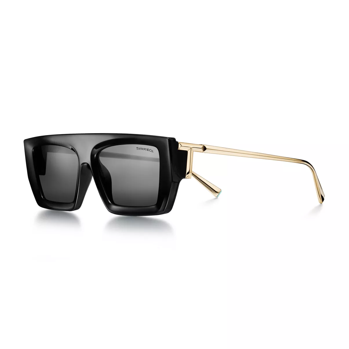 Solaires en ac&eacute;tate noir et verres gris fonc&eacute;