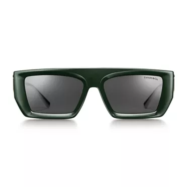 Tiffany T:Sunglasses in Dark Green Acetate with Dark Gray Lenses, 2