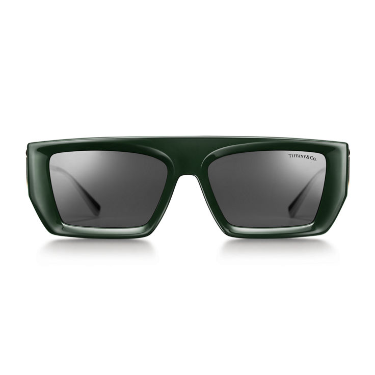 Tiffany T:Sunglasses in Dark Green Acetate with Dark Grey Lenses image number 2