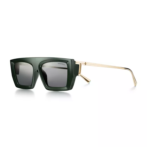 Sunglasses in Dark Green Acetate with Dark Grey Lenses