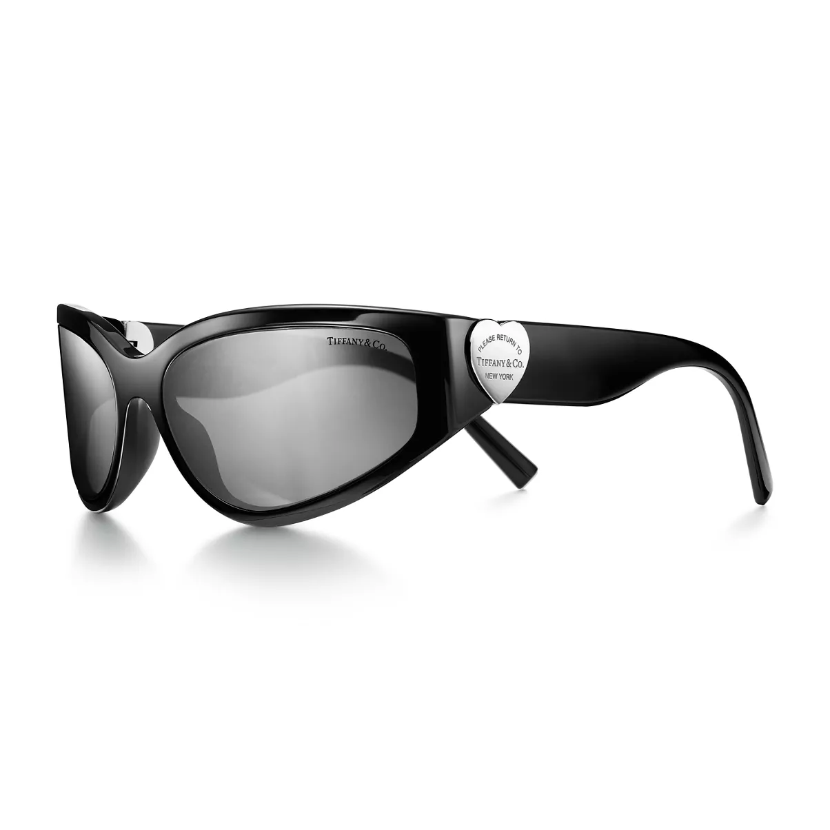 Sunglasses in Black Acetate with Grey Mirrored Lenses