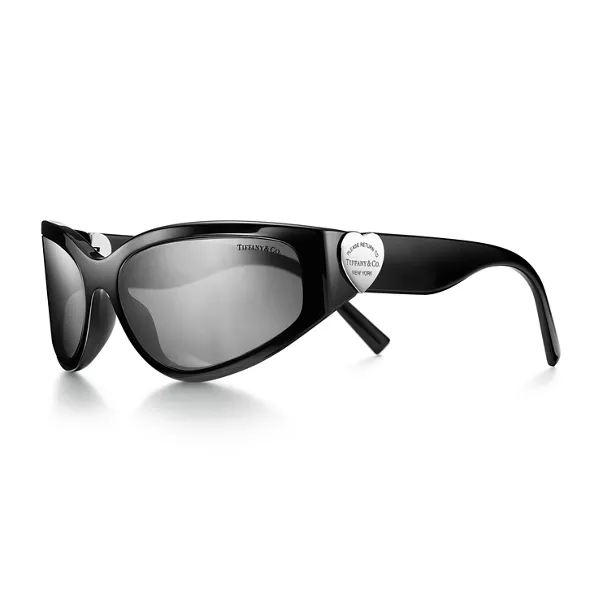 Sunglasses in Black Acetate with Gray Mirrored Lenses