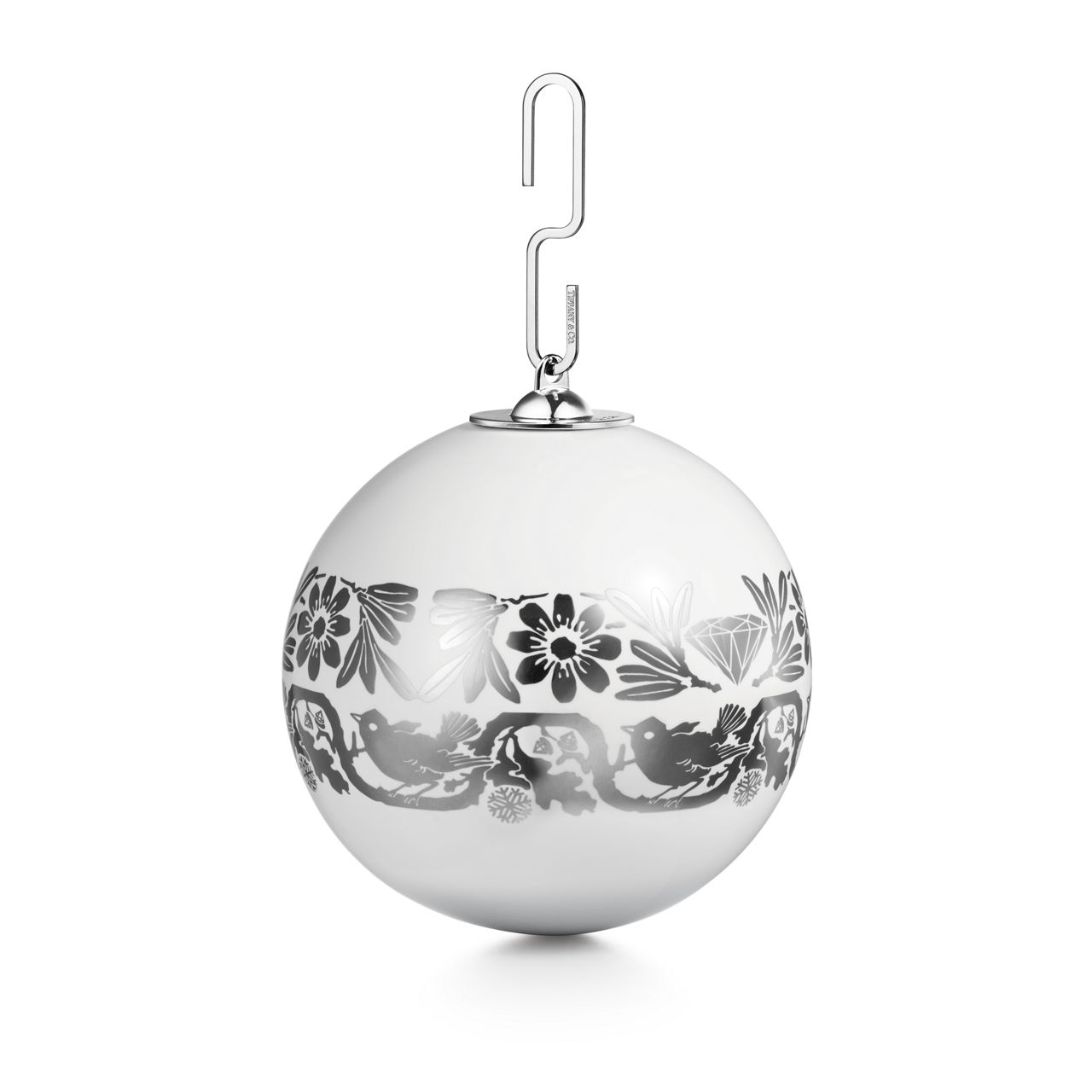 Tannenbaumschmuck „Ball“ aus Ton mit silberfarbenem Rand