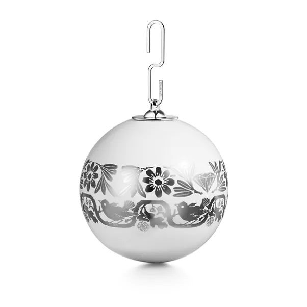 Ball Ornament in Earthenware with a Silver-coloured Rim