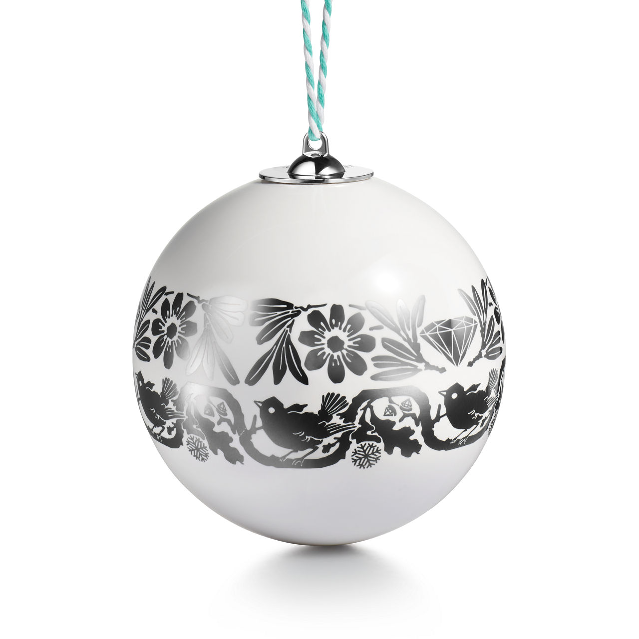 Tiffany Heritage:Tannenbaumschmuck „Ball“ aus Ton mit silberfarbenem Rand Bildnummer 3