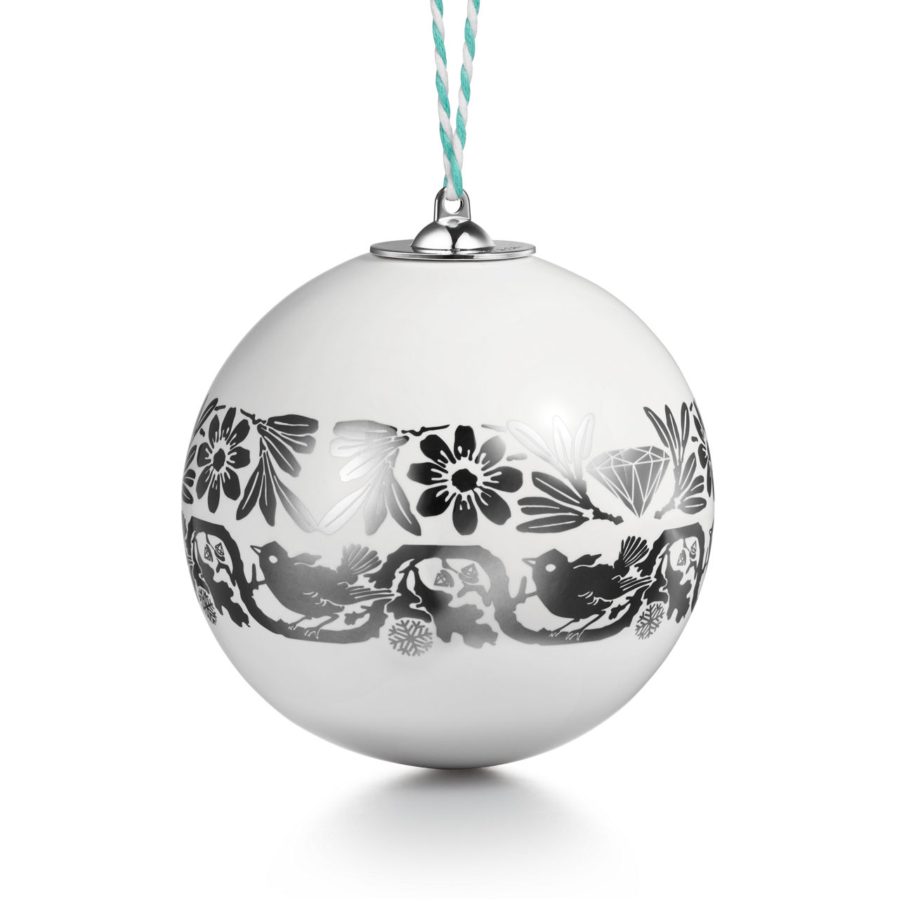 Tiffany Heritage:Tannenbaumschmuck „Ball“ aus Ton mit silberfarbenem Rand Bildnummer 0