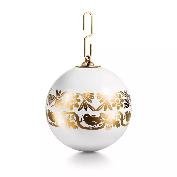 Ball Ornament in Earthenware with a Gold-coloured Rim
