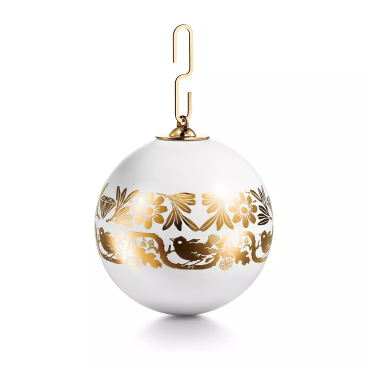 Collezione Tiffany Heritage:Pallina decorativa in terracotta con bordo color oro, 1