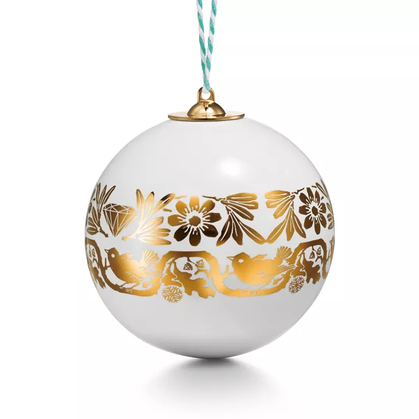 Ball Ornament in Earthenware with a Gold-coloured Rim