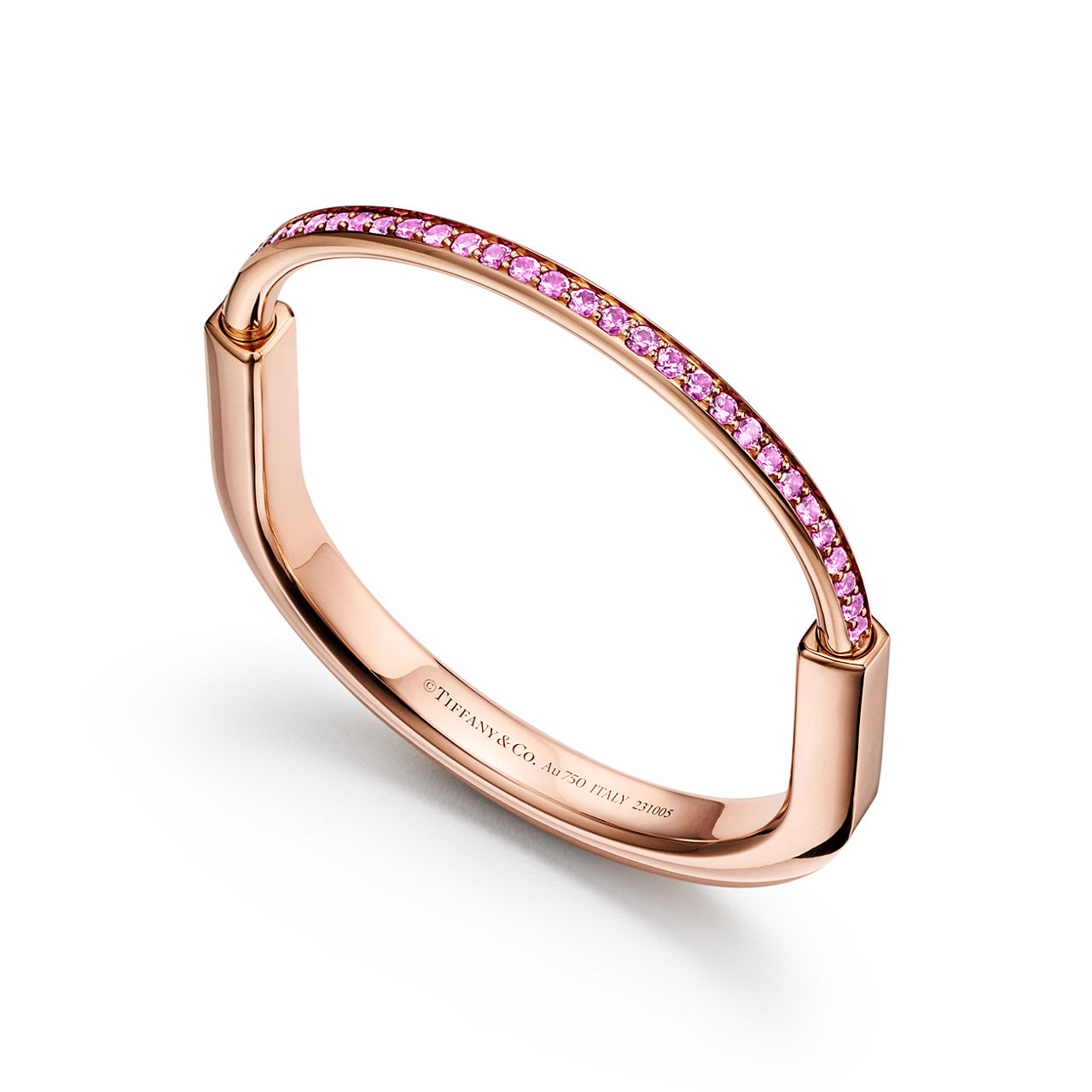 Tiffany Lock:Bangle in Rose Gold with Pink Sapphires image number 3