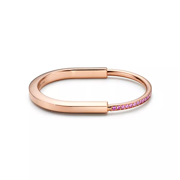 Armreif in Roségold mit rosa Saphiren