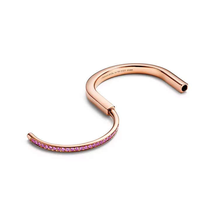 Tiffany Lock:Brazalete de oro rosa con zafiros rosas, 5