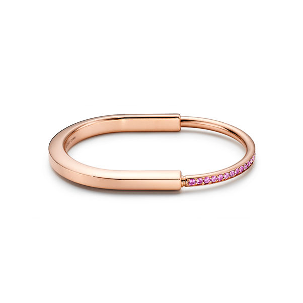 Tiffany Lock:Bangle in Rose Gold with Pink Sapphires