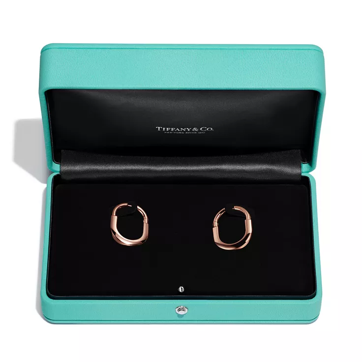 Tiffany Lock:Medium Earrings in Rose Gold with Pink Sapphires, 4