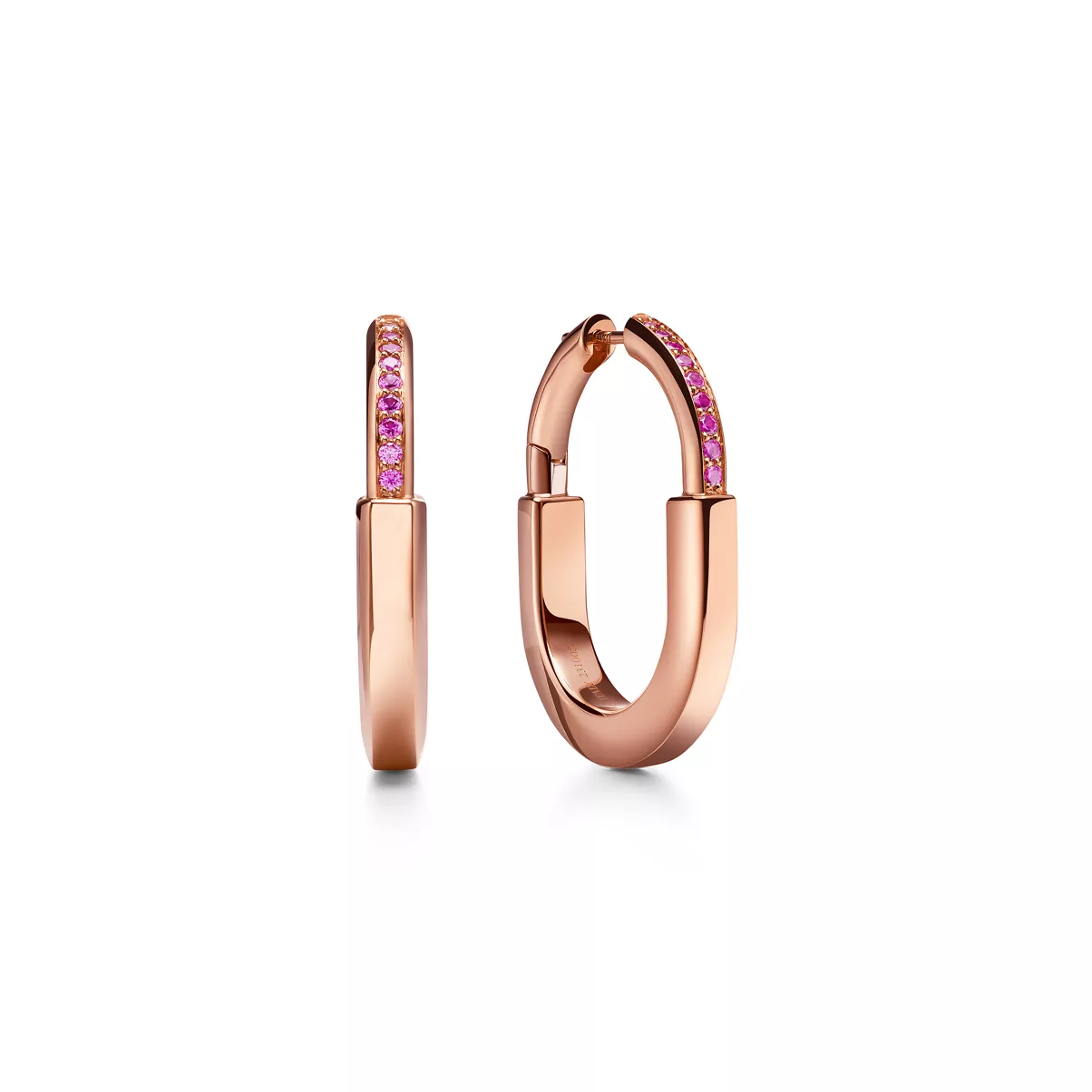 Medium Earrings in Rose Gold with Pink Sapphires