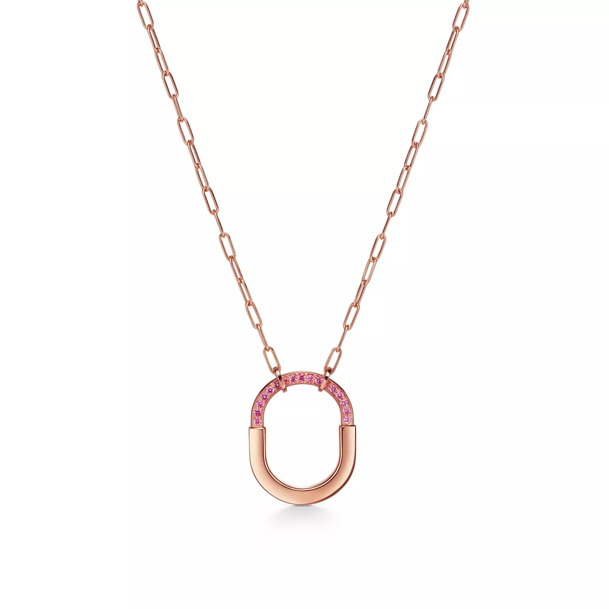Medium Pendant in Rose Gold with Pink Sapphires